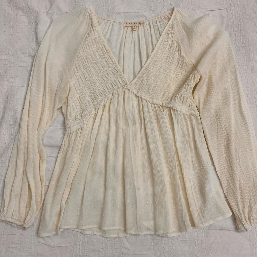 Cream coloured peasant top, size S.
